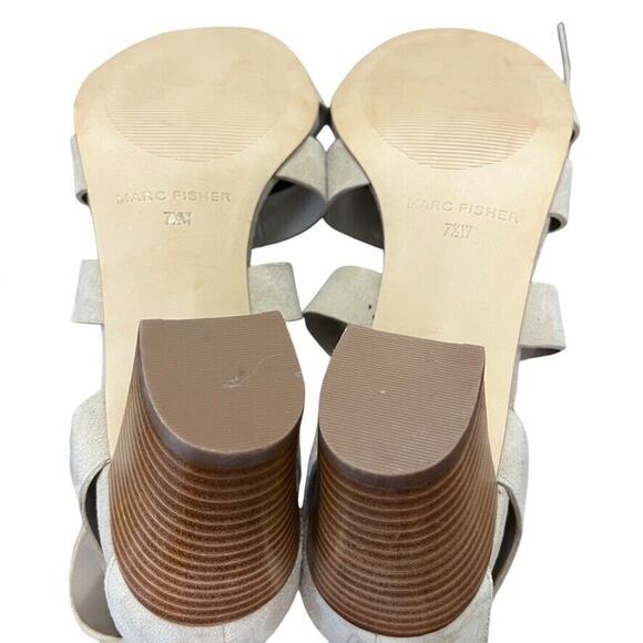 Marc Fisher Paradox Leather Suede Gladiator High Heels Sandals Shoes Gray 7.5 W - Picture 15 of 16